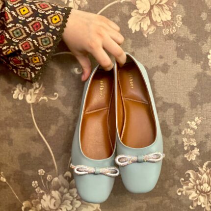 Sea Green pumps with bow detailing
