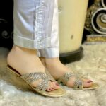 Gold embellished flats by SNF